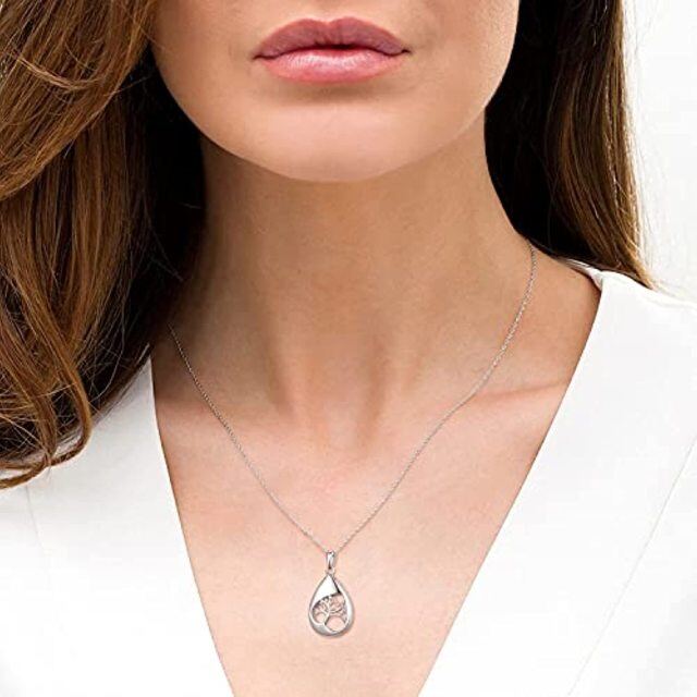 Collana con urna a forma di goccia a forma di albero della vita in argento sterling per le ceneri-2