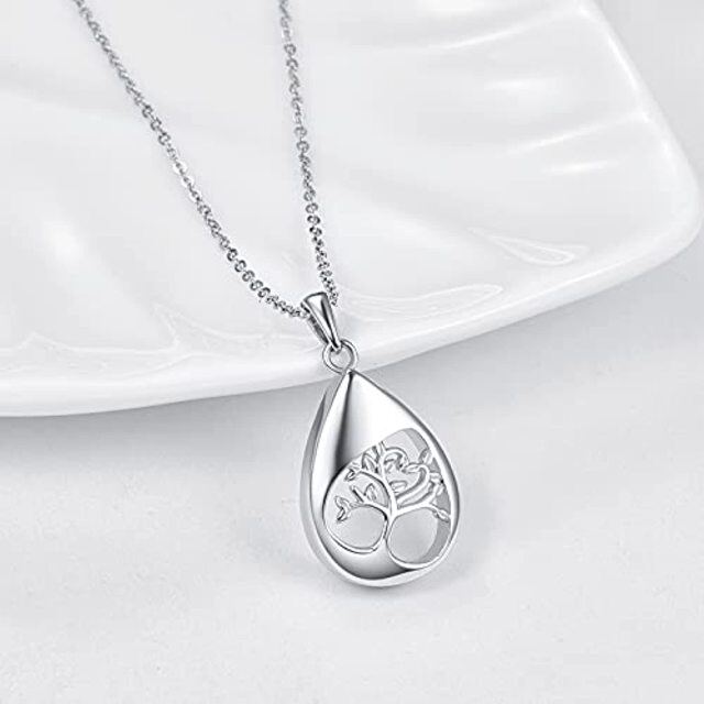 Sterling Silver Tree Of Life Drop Shaped Urn Necklace for Ashes-4