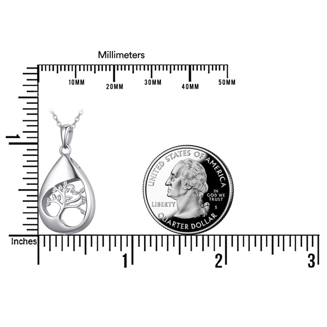 Collana con urna a forma di goccia a forma di albero della vita in argento sterling per le ceneri-6