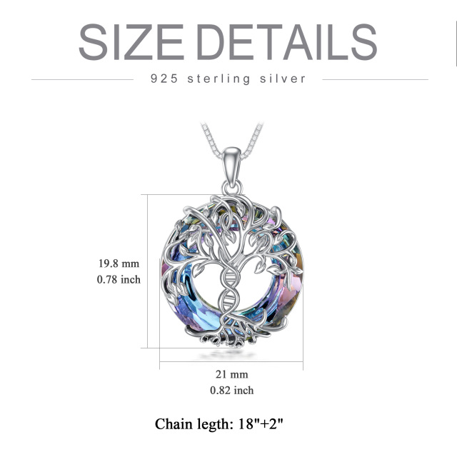 Collier pendentif en cristal de chaîne de gènes d'arbre de vie en argent sterling-5