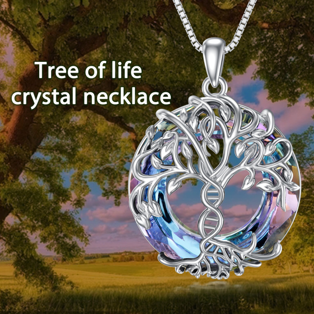 Collana con ciondolo di cristallo a catena dell'Albero della Vita in argento sterling-6