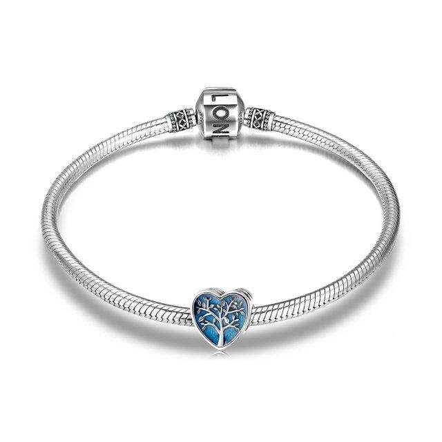 Ciondolo con perlina a forma di cuore in argento sterling con albero della vita-5