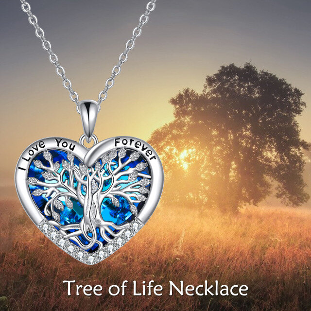 Collier en argent sterling avec pendentif en cristal bleu en forme de coeur d'arbre de vie-6