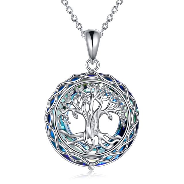 Plata de Ley Árbol de la Vida Corazón Azul Colgante Collar de Cristal-7