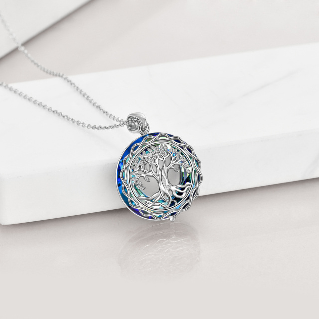 Collier en argent sterling avec pendentif en cristal bleu en forme de coeur d'arbre de vie-9