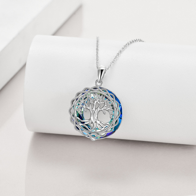 Collier en argent sterling avec pendentif en cristal bleu en forme de coeur d'arbre de vie-10