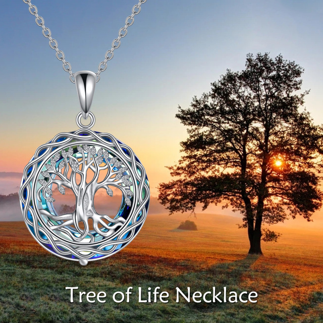 Collier en argent sterling avec pendentif en cristal bleu en forme de coeur d'arbre de vie-12