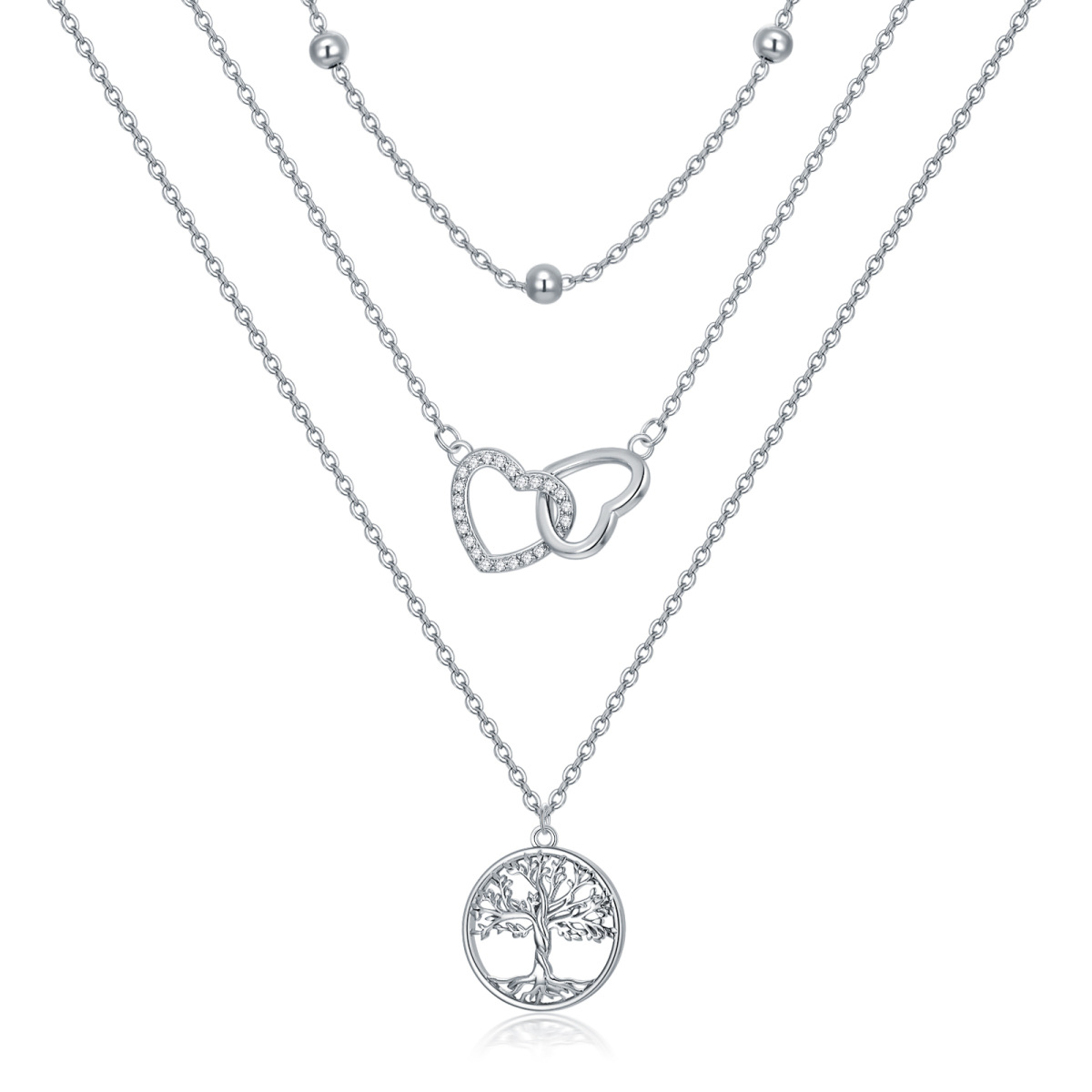 Collier en argent sterling avec arbre de vie et coeur en zircon cubique-1