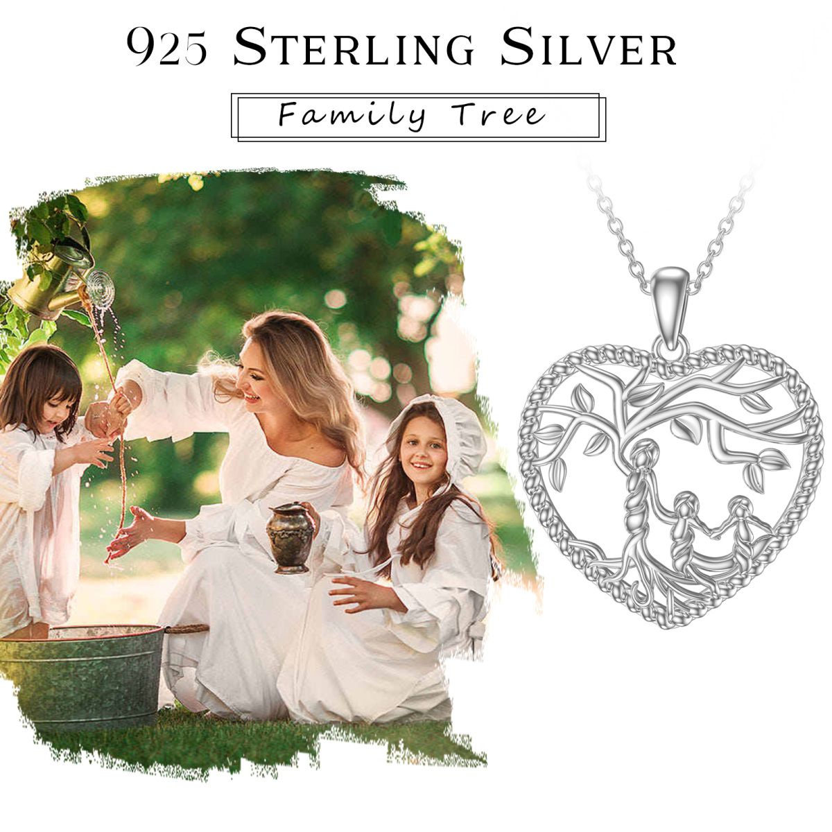 Sterling Silver Tree Of Life & Heart Pendant Necklace-4