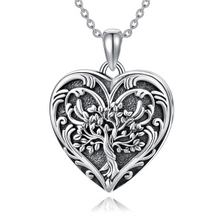 Sterling Silver Tree Of Life & Heart Personalized Photo Locket Necklace for Women-2