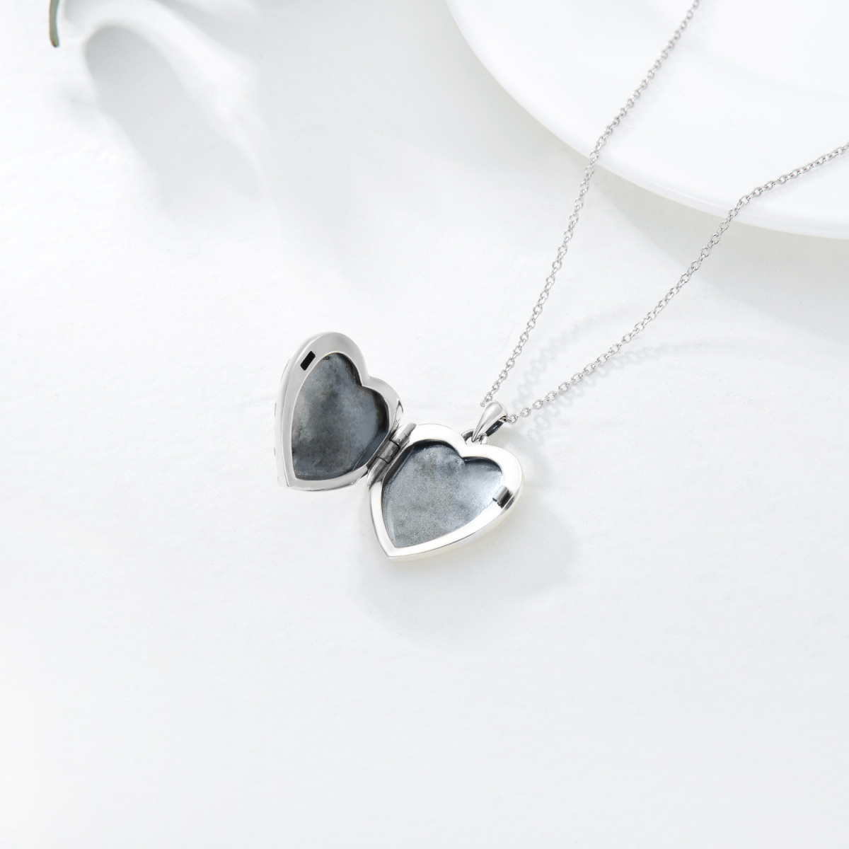 Collana con ciondolo fotografico personalizzato con cuore e albero della vita in argento sterling per unisex-5