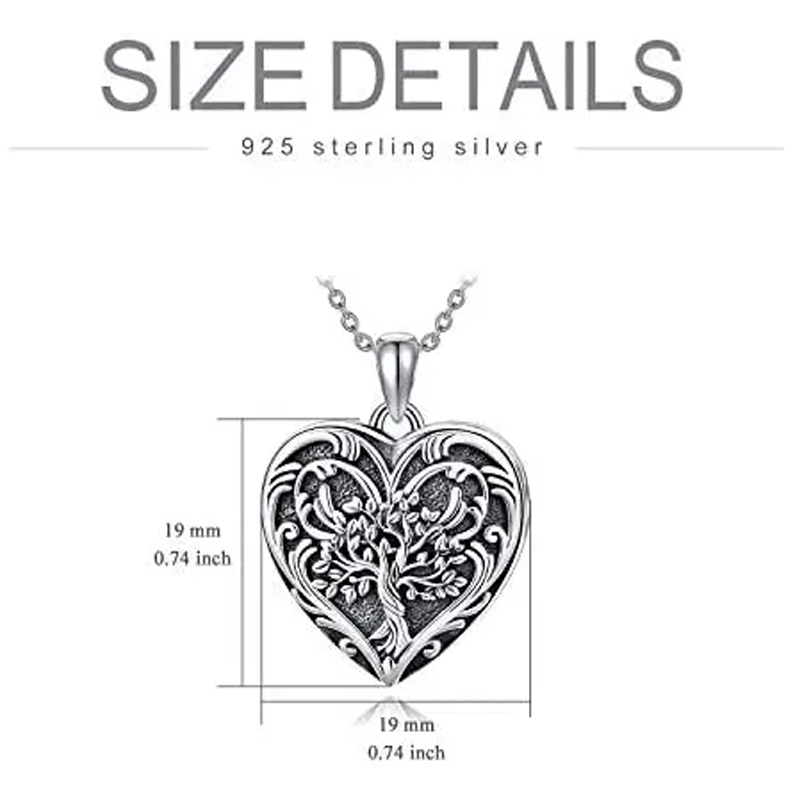 Colar com medalhão de foto personalizada em forma de coração de árvore da vida em prata esterlina para mulheres-3