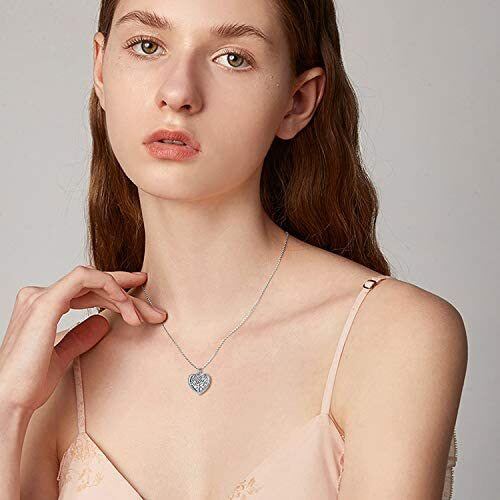 Sterling zilveren levensboom & hart urnenketting voor as-2