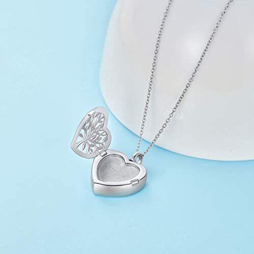 Sterling Silver Tree Of Life & Heart Urn Necklace for Ashes-5