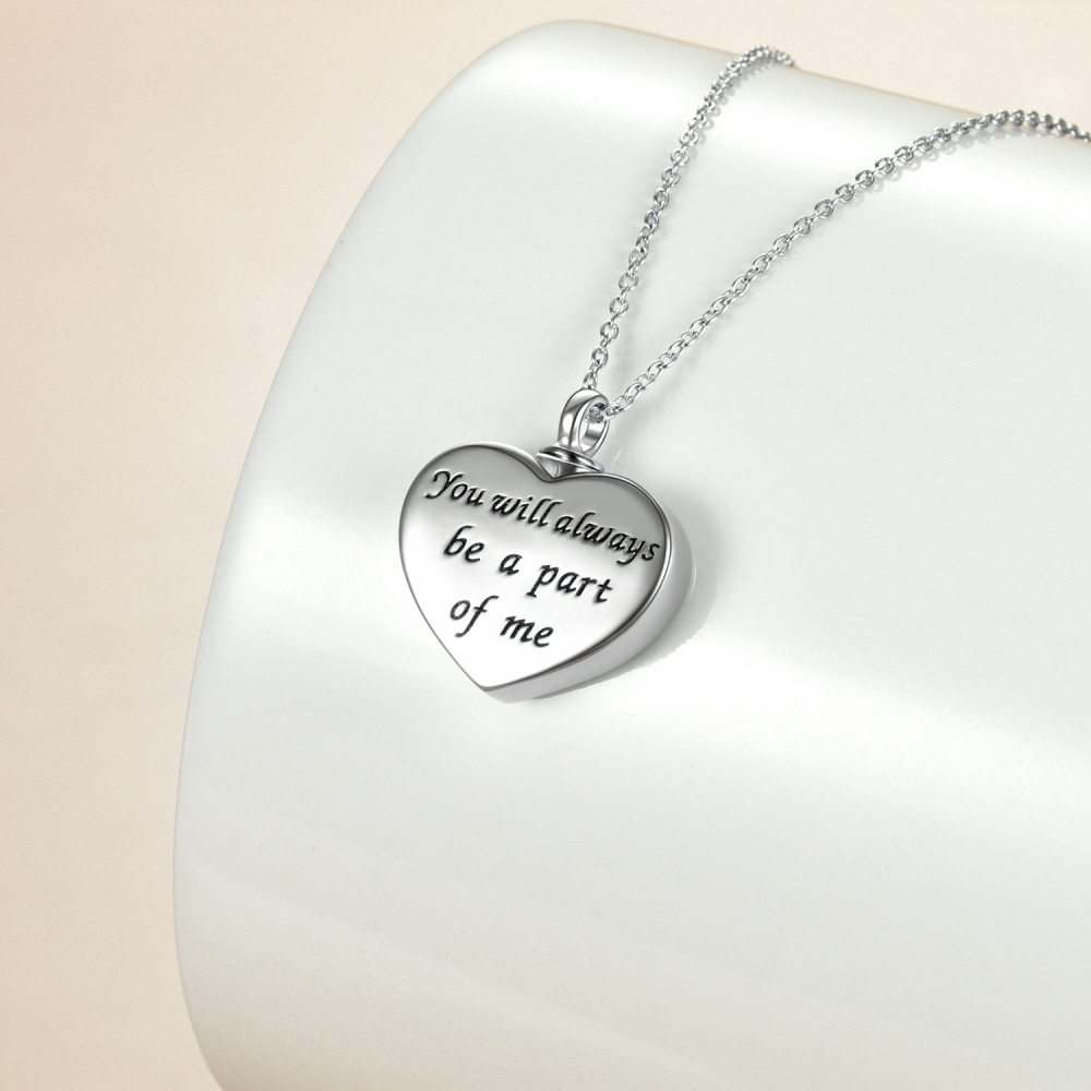 Sterling Silver Tree Of Life & Heart Urn Necklace for Ashes with Engraved Word-5