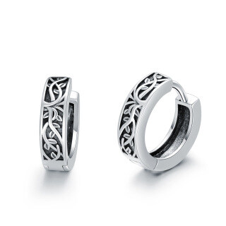 Sterling Silver Tree Of Life Hoop Earrings-55