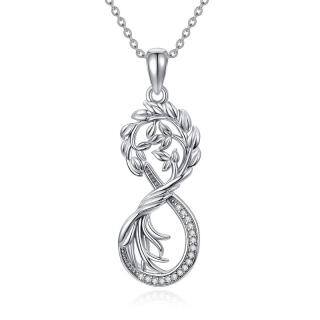 Sterling Silver Tree Of Life & Infinity Symbol Pendant Necklace-20