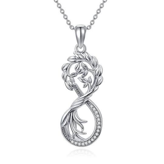 Sterling Silver Tree Of Life & Infinity Symbol Pendant Necklace