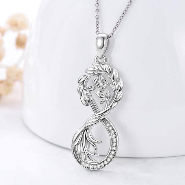 Collar de plata de ley con árbol de la vida y símbolo del infinito-3