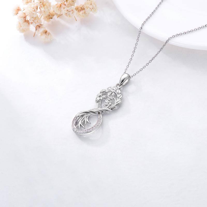 Sterling Silver Tree Of Life & Infinity Symbol Pendant Necklace-4