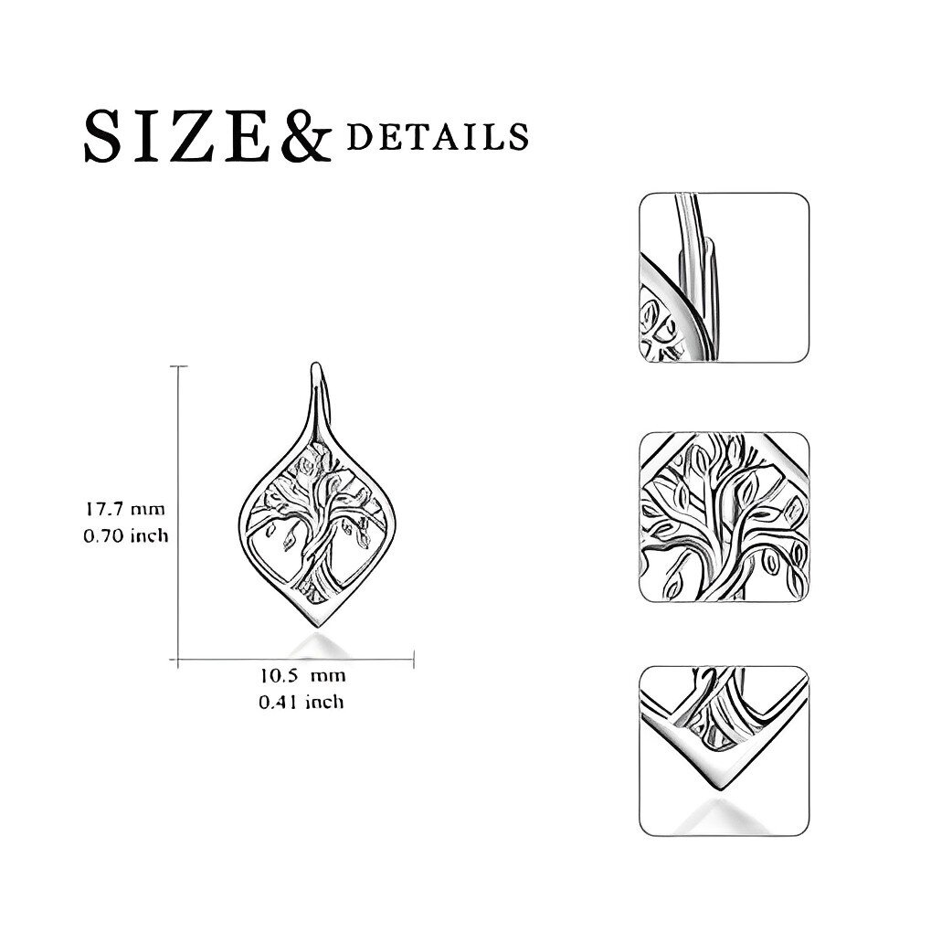 Pendientes de plata de ley Tree Of Life Lever-back-5