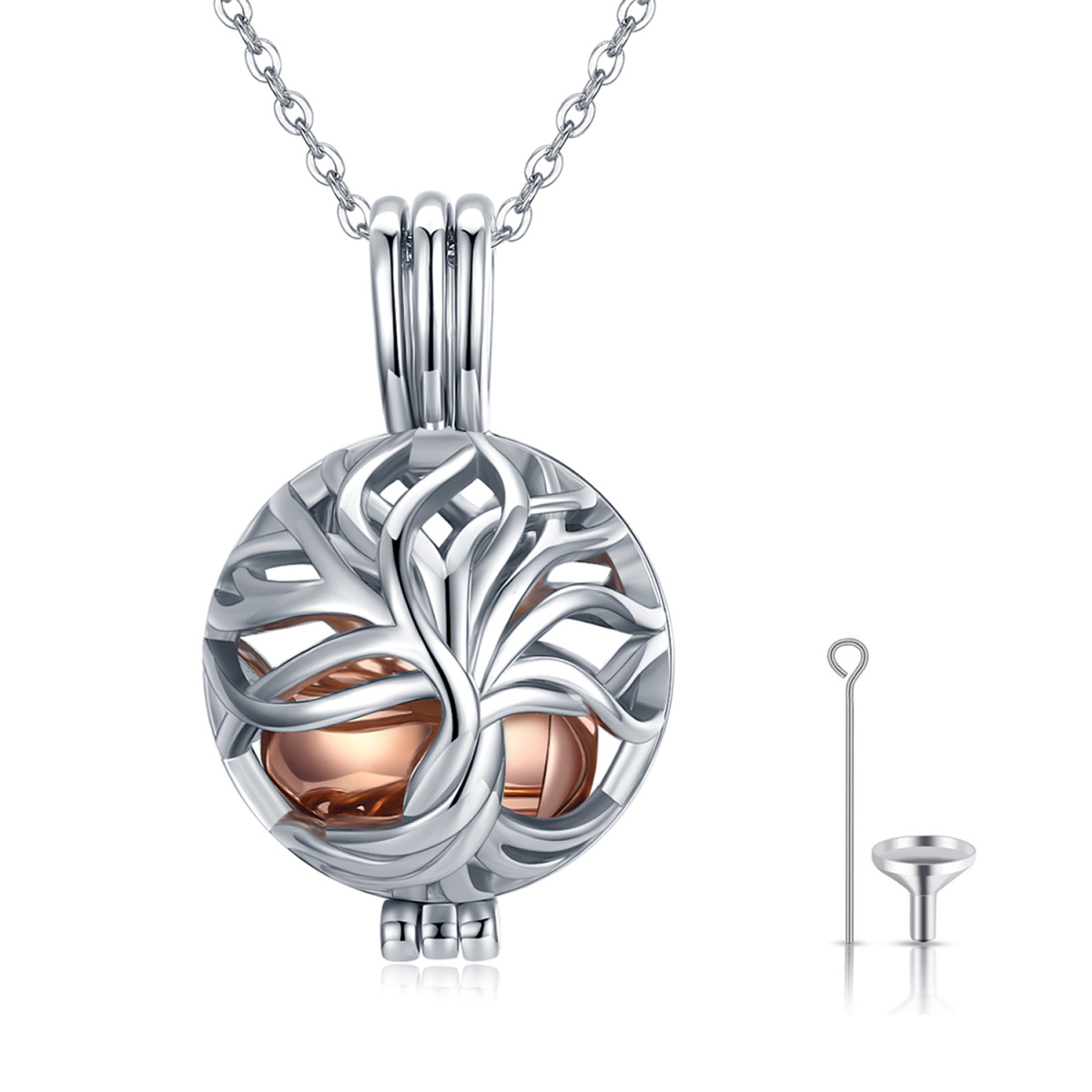 Sterling Silber Baum des Lebens Locket Urne Halskette für Asche-1