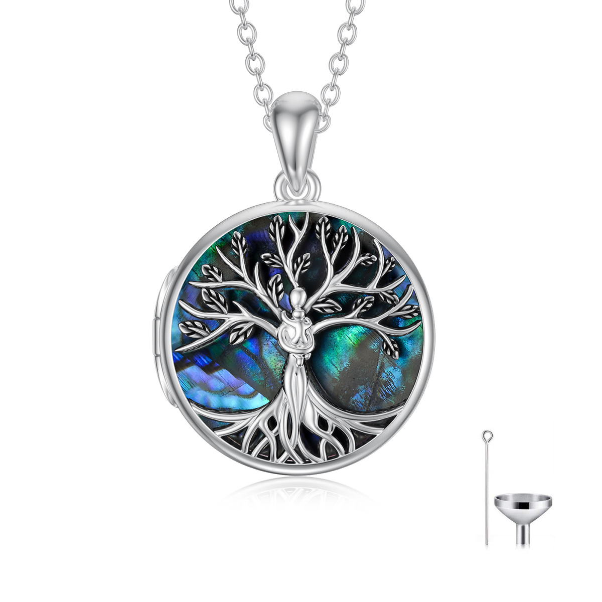 Collier en argent sterling pour les cendres de l'arbre de vie de la maman et du bébé-1