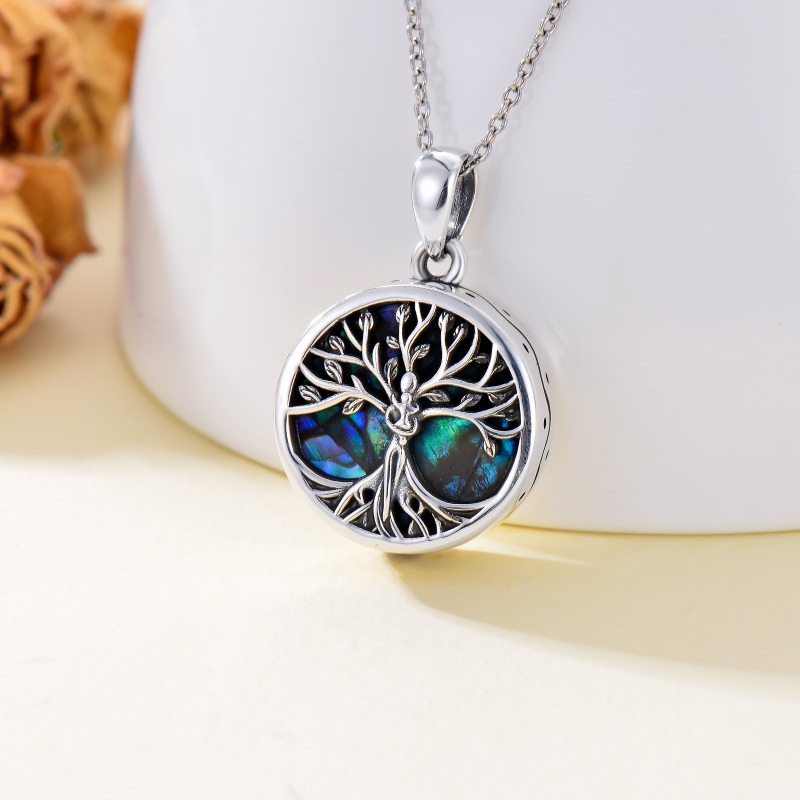 Colar de prata esterlina com a árvore da vida da mãe e do bebé para as cinzas-3