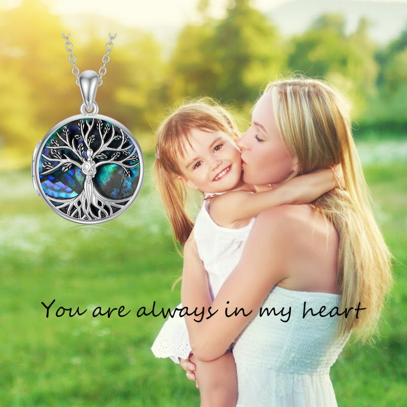 Colar de prata esterlina com a árvore da vida da mãe e do bebé para as cinzas-5