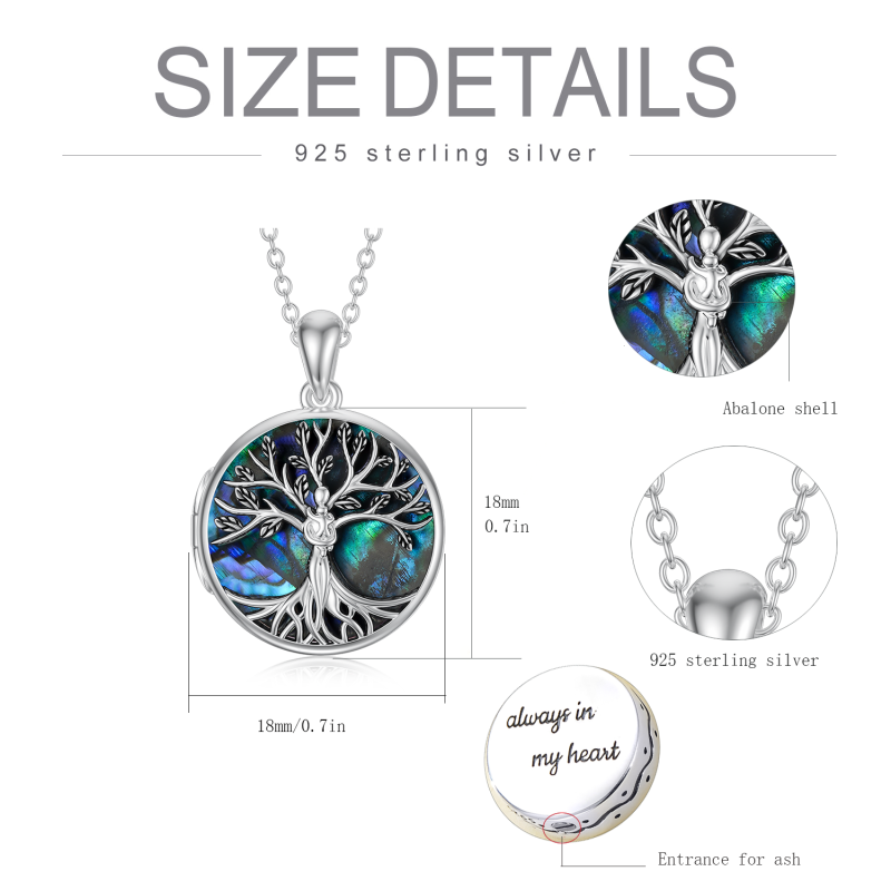 Colar de prata esterlina com a árvore da vida da mãe e do bebé para as cinzas-6