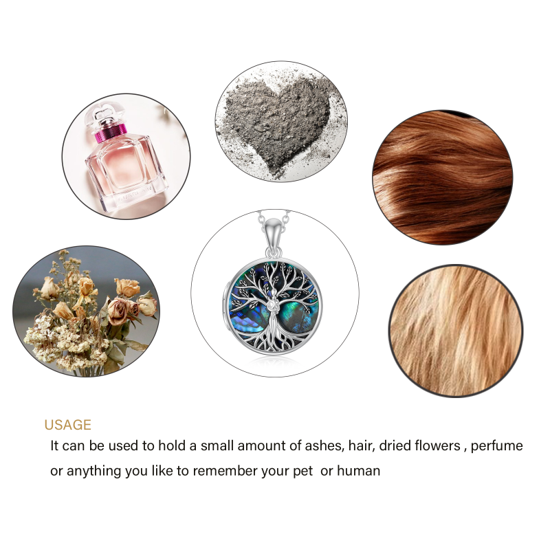 Colar de prata esterlina com a árvore da vida da mãe e do bebé para as cinzas-7