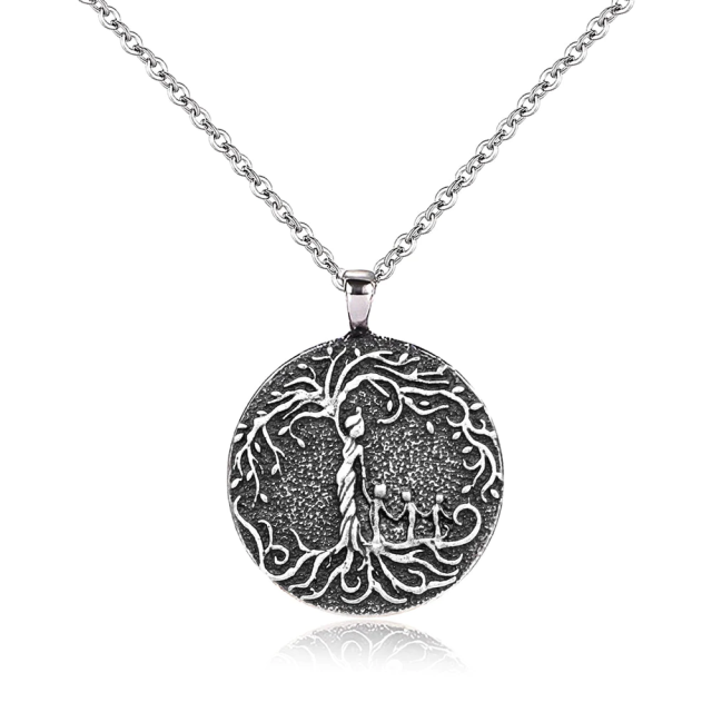 Collar Colgante Árbol de la Vida de Plata de Ley para Hombre-1