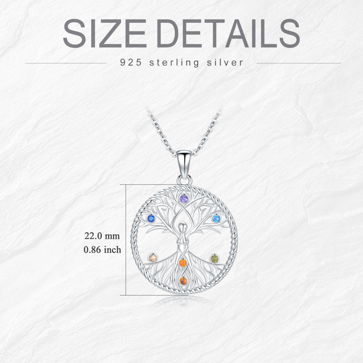 Sterling Silber Cubic Zirkonia Baum des Lebens Anhänger Halskette-5