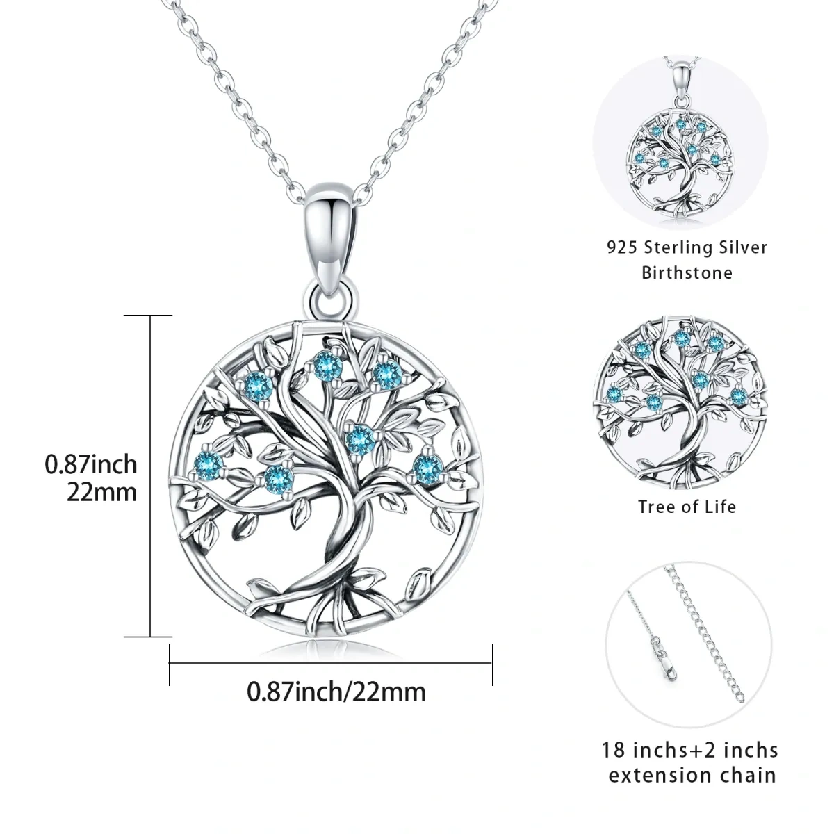 Collier en argent sterling avec pendentif arbre de vie en zircon cubique-4