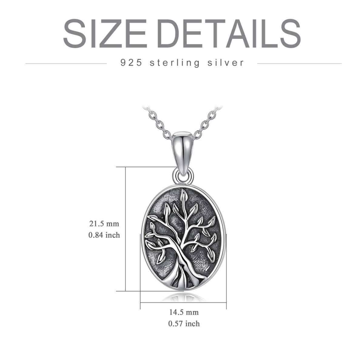 Collana con ciondolo dell'Albero della Vita in argento sterling con parola incisa-3