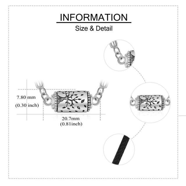 Colar de urna com pingente de árvore da vida em prata esterlina para cinzas para homens-5