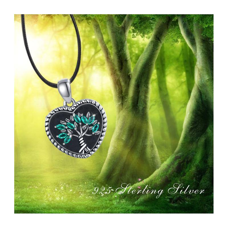 Plata de Ley Circonio Cúbico Árbol de la Vida Personalizada Foto Relicario Collar-7