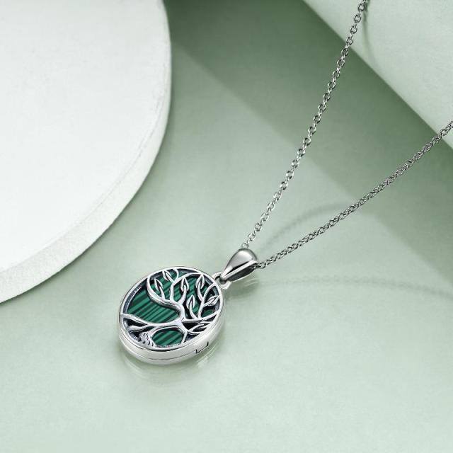 Collier avec médaillon photo personnalisé en argent sterling avec arbre de vie en malachite pour femme-3