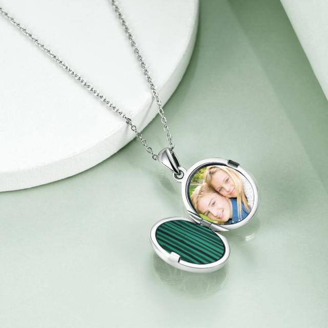 Collier avec médaillon photo personnalisé en argent sterling avec arbre de vie en malachite pour femme-4