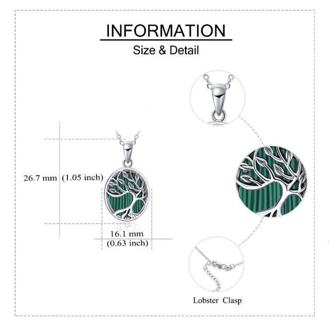 Collier avec médaillon photo personnalisé en argent sterling avec arbre de vie en malachite pour femme-5