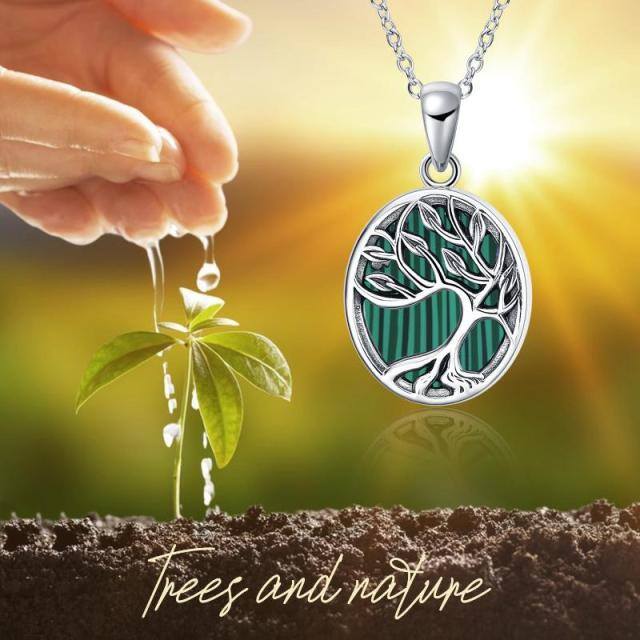 Collier avec médaillon photo personnalisé en argent sterling avec arbre de vie en malachite pour femme-6