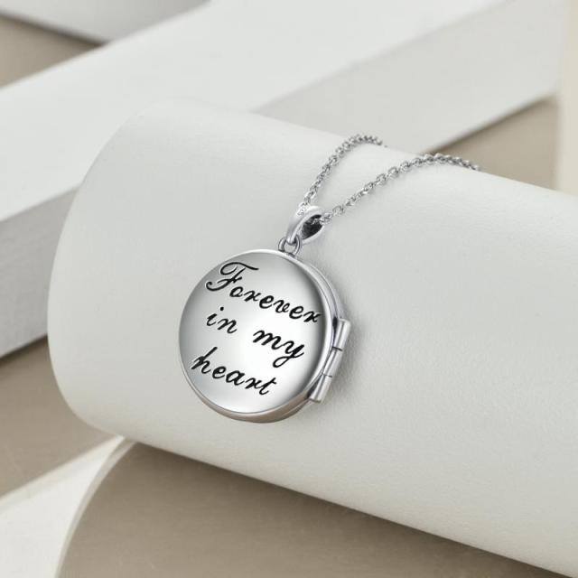 Plata de Ley Árbol de la Vida y Personalizada Foto Personalizada Foto Locket Collar-3