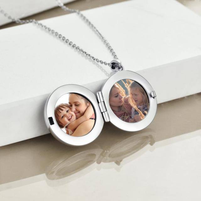 Collana con medaglione fotografico personalizzato con foto personalizzata dell'albero della vita in argento sterling-4