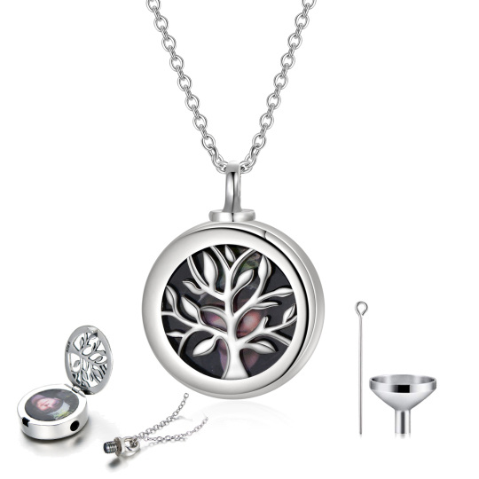 Collier en argent sterling pour cendres avec photo personnalisée et arbre de vie