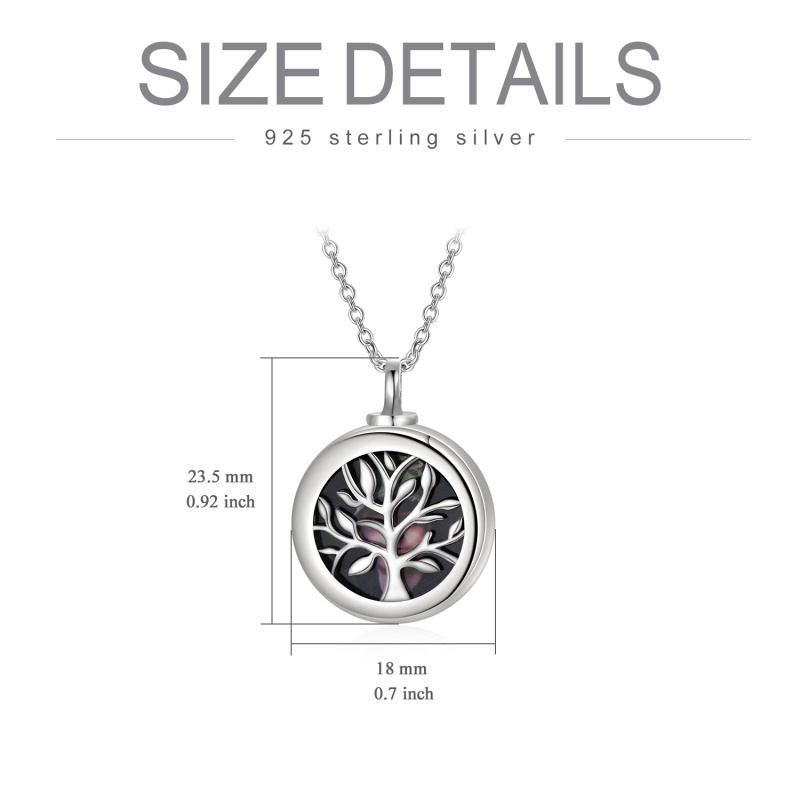 Plata de ley Árbol de la Vida Personalizada Foto Locket Urna Collar para cenizas-5