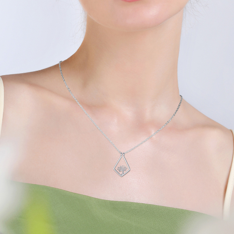 Collier avec pendentif en argent sterling représentant un arbre de vie-2