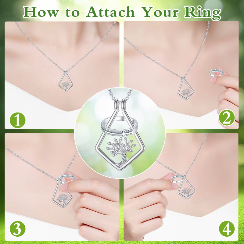 Collier avec pendentif en argent sterling représentant un arbre de vie-6