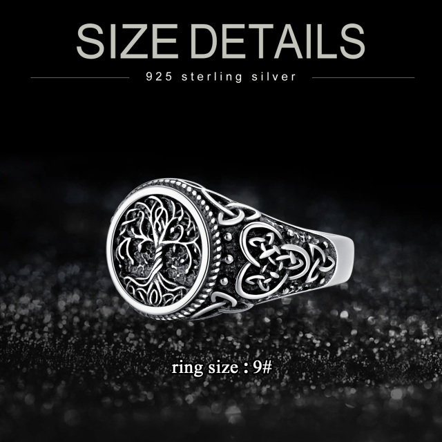 Bague en argent sterling en forme d'arbre de vie pour hommes-3