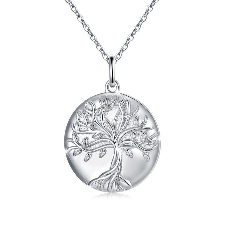 Sterling Silver Tree Of Life Round Pendant Personalized Photo Locket Necklace-15