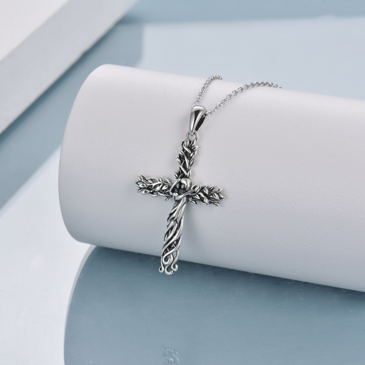 Collier en argent sterling avec pendentif croix et sœurs de l'arbre de vie-3